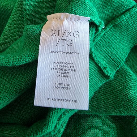 CAbi Piccolo Shrug Style Cropped Cardigan Sweater Green Navy Cotton Size XL - Picture 10 of 10